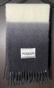 NWT MONCLER Logo Patch Fringed Gradient Alpaca Wool & Mohair Blend Scarf - Picture 1 of 6