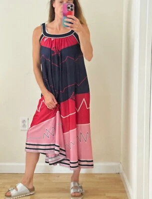 Vintage Ruth Reed 70s Colorful Sleeveless Maxi A-Line Sundress Geometric Print - Image 1 of 4