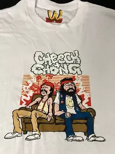 Maglietta da uomo bianca tutta fumata | divano Cheech & Chong Smoke N Chill nuova con etichette taglia XL - Foto 1 di 4