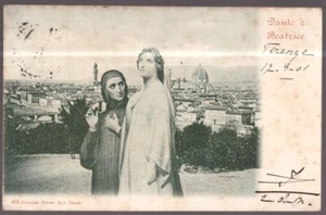 Italia, cartolina da Firenze del 1901 per la Francia con Dante e Francesca -GX22 - Foto 1 di 3