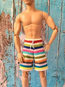 BQ-KALOA – Striped Beach Shorts for 12" 1/6 Scale Ken Dolls - Picture 1 of 5