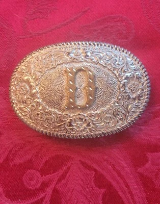VTG WESTERN CRUMRINE LETTER D ORNATE ENGRAVED JEWELERY / WOMENS BELT BUCKLE  - Image 1 of 4