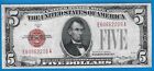 1928 C $5 Usn-Legal Tender Note,*Rare* Mule Note B/P# 931,Red Seal,Circ Vf,Nice!