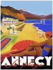 4880. Annecy la assiette.femme allongée sur la plage. AFFICHE.Décoration. Art graphique