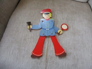 Original Bergischer Engel Vintage Wood Jumping Police with String & Bell - Picture 1 of 16