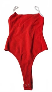 Forever 21 Women's Red Bodysuit with White Straps and Piping Size XS - Picture 1 of 6