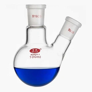 100ml 19#-19# 2 necks Boiling Flask Round Bottom Evaporating Flasks Lab Supply - Picture 1 of 1