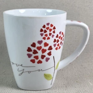 Starbucks I Love You Kaffeebecher weiß rot Herzen Blumen 12 fl oz - Bild 1 von 3