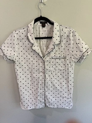 Conjunto de pijama para mujer J Crew lunares mediano negro blanco Foto 1 de 4