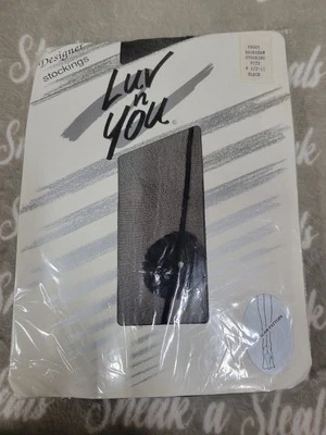 Medias altas hasta el muslo vintage años 90 Luv N You florales costura trasera talla 8,5-11 Foto 1 de 2