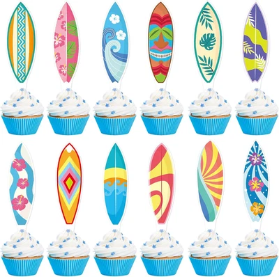 36Pcs Surfboard Cupcake Toppers Summer Surfing Cake Decorations Picks Surfboard  - Image 1 of 4