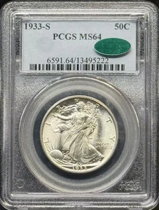 1933 S Walking Liberty Half PCGS MS-64 CAC - Picture 1 of 2