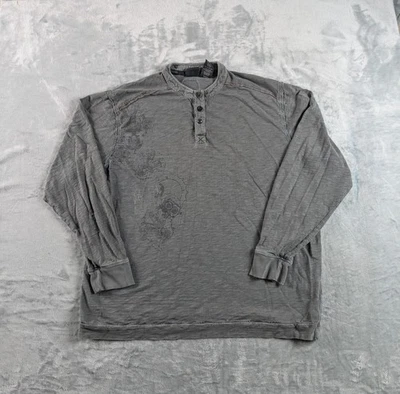 Harley-Davidson Shirt Mens 2XL Gray Henley Long Sleeve Faded Graphic Gear Biker - Image 1 of 4