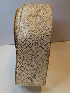 Feiertage golden Glitzer Tupfen Drahtband 2,5 Zoll x 80 Fuß Rolle - feiern Sie es - Bild 1 von 4
