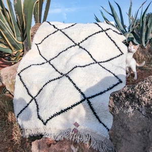 Berber Rug 3x5 Wool Moroccan Beni Ourain Handmade Tribal Neutral scandi Boho Rug - Picture 1 of 10