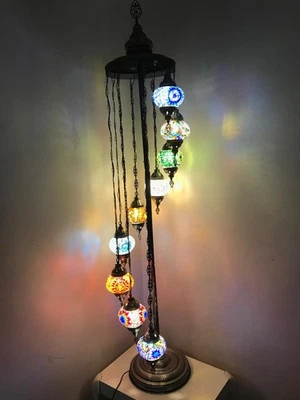 Turkish Mosaic Floor Lamp: Handmade Moroccan Standing Lantern - Image 1 of 4