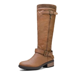 DREAM PAIRS Wide Calf Knee High Brown Boots 3318 Size 7 - Picture 1 of 4