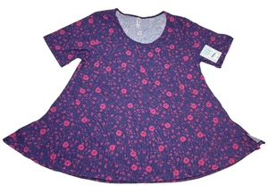 LuLaRoe Womens Top Size 2XL Perfect T Purple Pink Floral Cotton Blend XXL 2X NWT - Picture 1 of 5