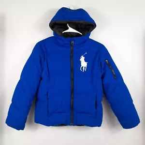POLO RALPH LAUREN Hooded Down Puffer Coat Boys Sz M 10-12 Big Pony Zip - Picture 1 of 18