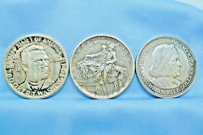 3 Commemorative silver halves, 1946 Booker T.,1925 Stone Mountain 1892 Columbian - Image 1 of 4
