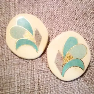 Orecchini vintage in ceramica dipinta a mano anni 80 - Foto 1 di 3
