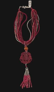 Collar Colgante Rara Avis por Iris Apfel Multistrand Rojo Cuentas Tallado - Nuevo con Etiquetas - $223 - Imagen 1 de 6