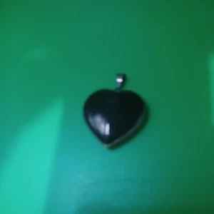 Vintage Sterling Onyx Heart Penant Large - Picture 1 of 13
