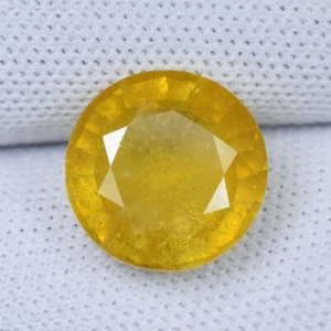 4.73 ct SILKY GLOW YELLOW / NATURAL YELLOW SAPPHIRE - 10 mm Round Gemstone !! - Picture 1 of 3