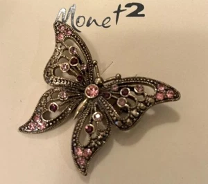 Pink Butterfly Pin Monet 2 Never Worn - Picture 1 of 8
