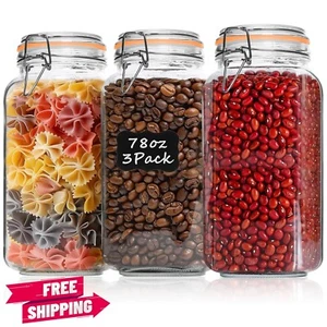 78oz Glass Jars with Airtight Lid : FOUKUS 3 Pack Large Food Storage Container w - Picture 1 of 6
