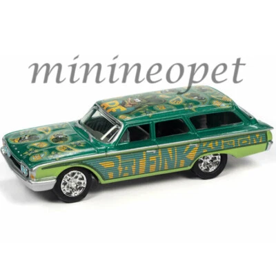 JOHNNY LIGHTNING JLSP146 B 1960 FORD COUNTRY SQUIRE RAT FINK 1/64 GREEN / TIN - Image 1 of 2