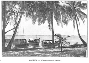 TAHITI ( ILE MOOREA ) DÉBARQUEMENT DE CANOTS / ILLUSTRATION 1906 - Foto 1 di 1