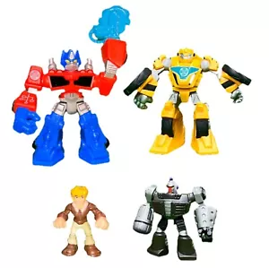 4 Playskool Transformer Rescue Bots Bumblebee, Morbot, Optimus Prime, Cody Burns - Picture 1 of 5