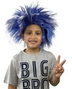 KINREX Spiky Funky Punk Halloween Azul Disfraz Peluca Niños y Adultos Talla Única - Imagen 1 de 5