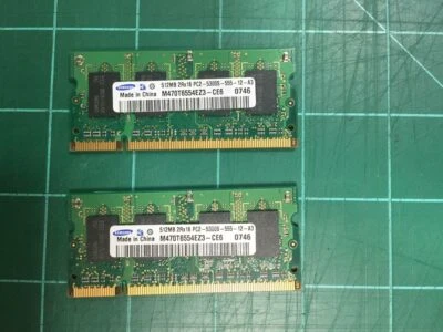 2x512BM Samsung M470T6554EZ3-CE6 PC2-5300S DDR2 - Laptop Memory RAM for Mac & PC - Image 1 of 3