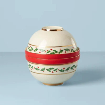 Lenox China HOLIDAY Holly  Christmas Luna 8-Piece Nesting Dinnerware Set - N/O - Image 1 of 2