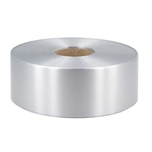 100m Geschenkband Ringelband 50mm wasserfestes Kunststoff Dekoband Silber - Bild 1 von 1