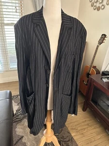 Calugi E Giannelli mens vintage pinstripe long wool blend blazer size 50 - Picture 1 of 9