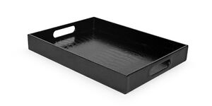 Beautiful Black Rectangle Glossy Alligator Croc Tray With Handles By Home Redefi