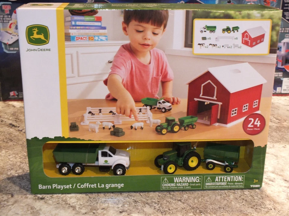 Tomy John Deere 1/64 Granja Tractor Granero Animales Juego Carne Ganado Fábrica Nuevo Foto 1 de 4
