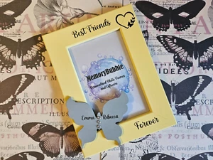Personalised hand painted photo frame best friend forever butterfly gift 6x4" - Picture 1 of 4