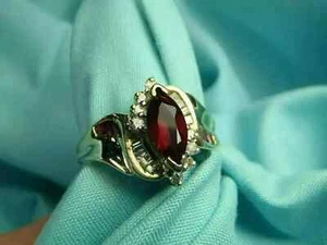 Lab-Created Red Garnet 14k Yellow Gold Plated 2Ct Marquise Cut Engagement Ring - Picture 1 of 8
