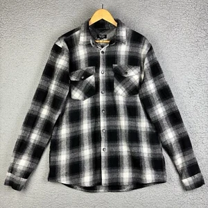 Boohoo Man Flannel Shirt Men’s M Black White Check Plaid Grunge Streetwear Y2K - Picture 1 of 11