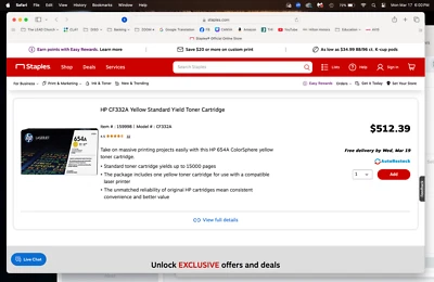 Cartucho de tóner amarillo HP 654A (CF332A) Foto 1 de 2