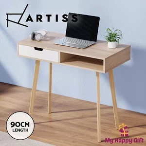 Artiss Computer Desk Drawer Shelf Home Office Study Table Oak 90CM - Picture 1 of 10
