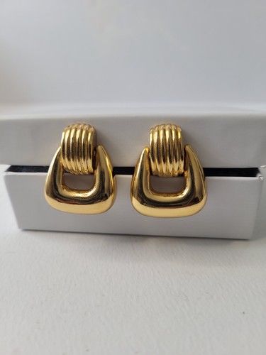 Orecchini Christian Dior Vintage Placcati Oro Porta Battiporta Clip