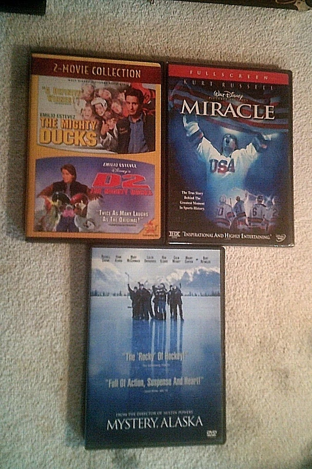 THE MIGHTY DUCKS 1 & 2 + MIRACLE & MYSTERY ALASKA 4-Film Hockey Estevez Russell - Image 1 of 1
