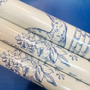 Brunschwig Fils Rocaille Floral Blue Wallpaper 3 Single Rolls 15 Yards Total - Picture 1 of 8