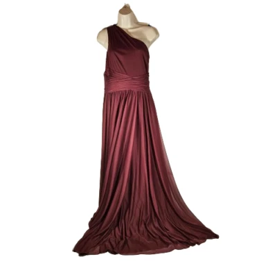 David's Bridal Long Mesh One Wine Burg Shoulder Bridesmaid Dress Women's Size 12 - Image 1 of 4
