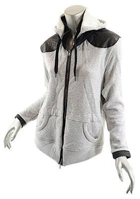 Isabel Marant-Cotton Hoodie w/Leather Trim and 2-Way Zip - Image 1 of 4